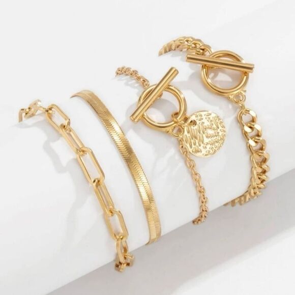 Gold Tone Charm Bracelet Set - Picture 3 of 4